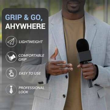 TONOR Mic Handle for DJI RODE Microphone, Handheld Mic Stand for Wireless GO, Interview Microphone Rig for All Lavalier Mic, Wireless Mic Adapter for Vlogging, Interview, Podcast, Reports, TP20