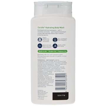 CeraVe Body Wash for Dry Skin, Moisturizing Body Wash with Hyaluronic Acid and Ceramides, Paraben, Sulfate & Fragrance Free, 10 Ounce