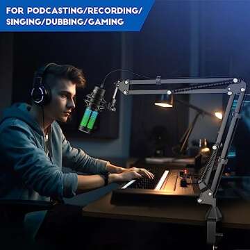 Microphone Arm Stand,Aokeo AK-35 Microphone Desk Stand-Microphone Suspension Boom Scissor Arm Stand For Blue Yeti,Blue Snowball iCE,QuadCast,Elgato