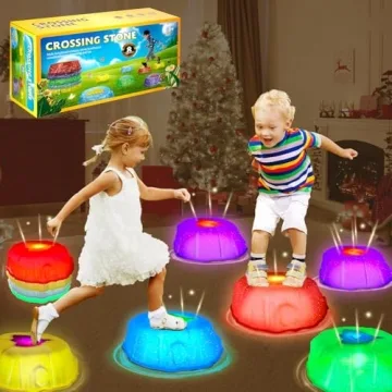 Hazms Stepping Stones for Kids - 8PCS Balance Stepping Stones, Non-Skid Stepping Stones with LED Lig...