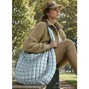 Aiyify Puffer Quilted Crossbody Bags for Women (X-Large, Blue)