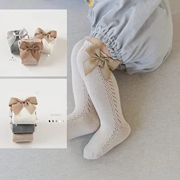 EPEIUS Knee High Socks for Baby Girls - 5 Pairs Pack