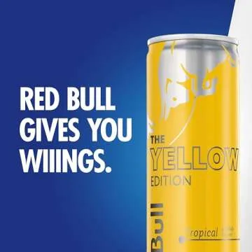 Red Bull Yellow Edition Energy Drink, Tropical, 80mg Caffeine 24 Pack