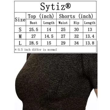 Sytiz Women Seamless Yoga Outfits 2 Piece Set Workout Gym Shorts + Short Sleeve Crop Top