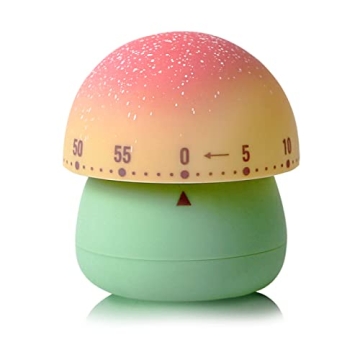 NUOSWEK Mechanical Kitchen Timer, Cute Mushroom Timer for Kids, Wind Up 60 Minutes Manual Countdown ...