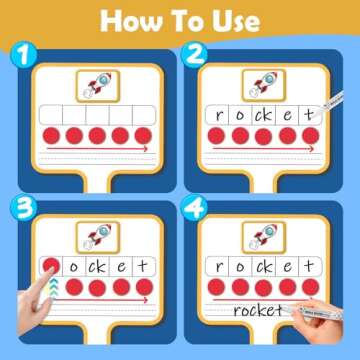 Joyreal Phonemic Awareness Games Magnetic Dry Erase Board Phonics Games, Elkonin Box Science of Reading Manipulatives, Speech Therapy Homeschool Supplies, Preschool Kindergarten Classroom Must Have