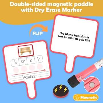 Joyreal Phonemic Awareness Games Magnetic Dry Erase Board Phonics Games, Elkonin Box Science of Reading Manipulatives, Speech Therapy Homeschool Supplies, Preschool Kindergarten Classroom Must Have