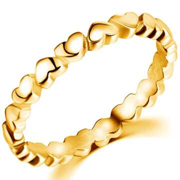 Jude Jewelers Stainless Steel Heart Shaped Classical Simple Plain Stacking Wedding Band Promise Ring