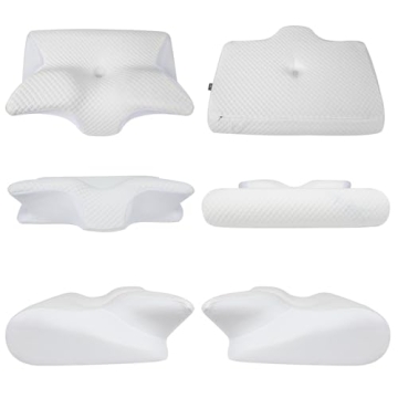 HOMCA Memory Foam Cervical Pillow, 2 in 1 Ergonomic Contour Orthopedic Pillow for Neck Pain, Contoured Support Pillows for Side Back Stomach Sleepers