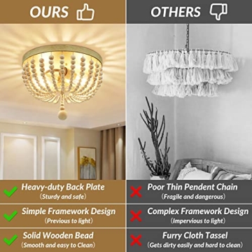 Farmhouse Wood Beaded Chandelier for Boho Charm