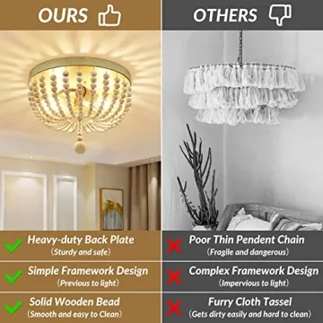 Farmhouse Wood Beaded Chandelier for Boho Charm