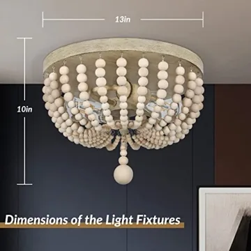 Farmhouse Wood Beaded Chandelier for Boho Charm