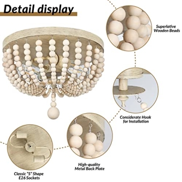 Farmhouse Wood Beaded Chandelier for Boho Charm