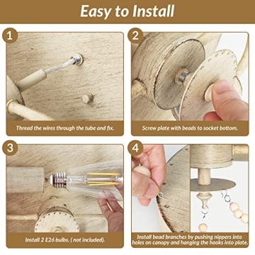 Farmhouse Wood Beaded Chandelier for Boho Charm