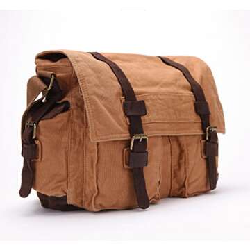Berchirly Military Men Canvas Messenger Crossbody Bag Women Travel Bags For 17.3Inch Laptop