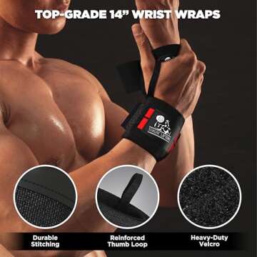 Wrist Wraps + Lifting Straps Bundle (2 Pairs) for Weightlifting, Cross Training, Workout, Gym, Power...