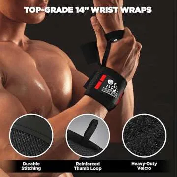 Wrist Wraps + Lifting Straps Bundle (2 Pairs) for Weightlifting, Cross Training, Workout, Gym, Power...