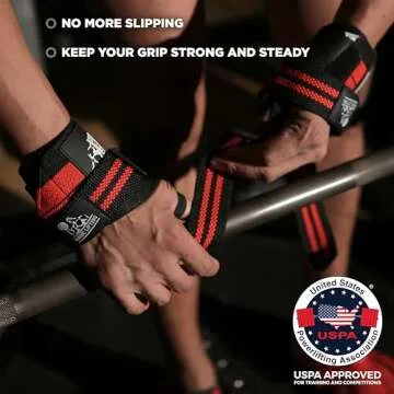 Wrist Wraps + Lifting Straps Bundle (2 Pairs) for Weightlifting, Cross Training, Workout, Gym, Powerlifting, Bodybuilding-Support for Women & Men,Avoid Injury during Weight Lifting-Red