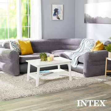 Intex 68575EP Inflatable Corner Sofa with 2 68564EP Ultra Lounge Chairs & Ottomans, Indoor Use, Cuph...