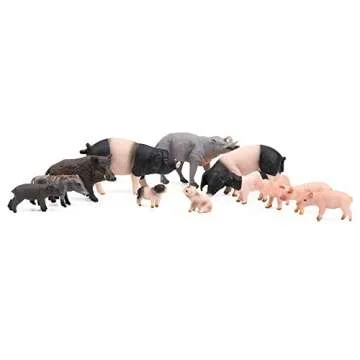 UANDME 12pcs Pig Figurines - Fun Miniature Farm Toys for Kids