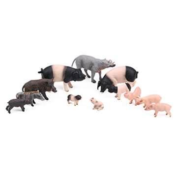 UANDME 12pcs Pig Figurines - Fun Miniature Farm Toys for Kids