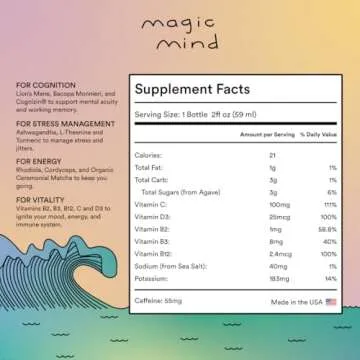 Magic Mind Energy and Focus Drink Shots – Stress Relieving Formula with Natural Ingredients