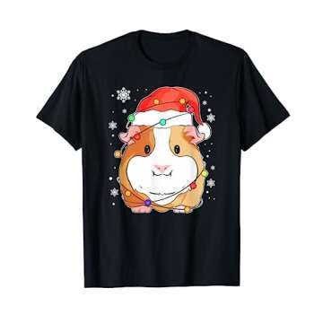 Adorable Guinea Pig Christmas Hat T-Shirt for Pet Lovers