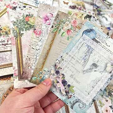 120 PCS Aesthetic Scrapbook Paper Vintage Floral Scrapbook Supplies DIY Crafts Embellishment Ornament Papers Journal Decorative Background Memo Journaling