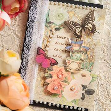 120 PCS Aesthetic Scrapbook Paper Vintage Floral Scrapbook Supplies DIY Crafts Embellishment Ornament Papers Journal Decorative Background Memo Journaling