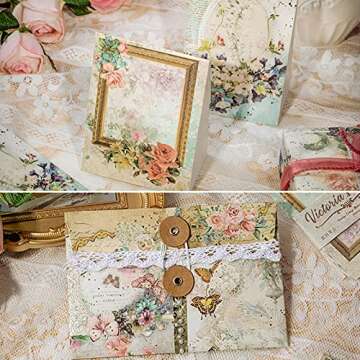 120 PCS Aesthetic Scrapbook Paper Vintage Floral Scrapbook Supplies DIY Crafts Embellishment Ornament Papers Journal Decorative Background Memo Journaling