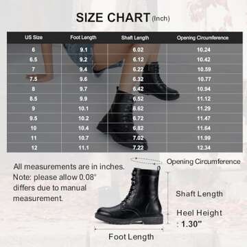 Vepose Women's Combat Ankle Black Flat Boots, Military Fashion 925 Booties Inner Zipper, Waterproof Lace up Boot, Soft Synthetic Leather Biker Booties, Size 10M US(CJY925 Black 10)
