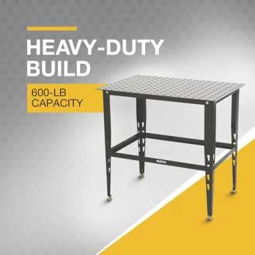 Klutch Steel Welding Table, 600 Lbs Weight Capacity, 16mm Holes, 24-Pc Metal Fit-Up Kit, Welding Tab...