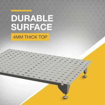 Klutch Steel Welding Table, 600 Lbs Weight Capacity, 16mm Holes, 24-Pc Metal Fit-Up Kit, Welding Tables For Shop (Black)