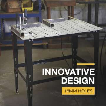 Klutch Steel Welding Table, 600 Lbs Weight Capacity, 16mm Holes, 24-Pc Metal Fit-Up Kit, Welding Tables For Shop (Black)