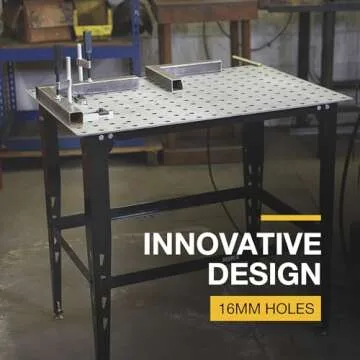 Klutch Steel Welding Table, 600 Lbs Weight Capacity, 16mm Holes, 24-Pc Metal Fit-Up Kit, Welding Tables For Shop (Black)