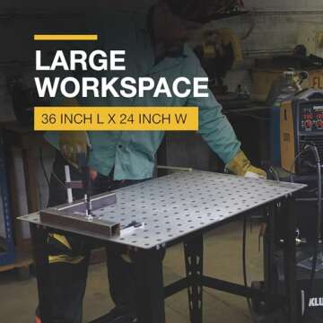 Klutch Steel Welding Table, 600 Lbs Weight Capacity, 16mm Holes, 24-Pc Metal Fit-Up Kit, Welding Tables For Shop (Black)