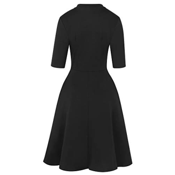 oxiuly Vintage Bow Tie V-Neck A-Line Dress with Pockets