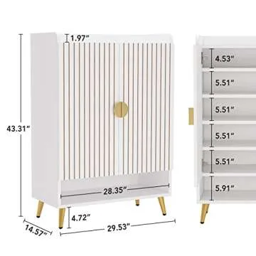 Tribesigns Shoe Cabinet with Doors, 6-Tier Shoe Storage Cabinet with Adjustable Shelves, Wooden Shoe...