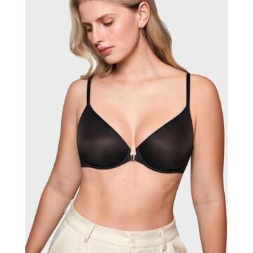 INLYRIC Women's Mesh Front Closure Bras Unlined Sheer Demi Plunge Supportive Comfortable No Padding ...