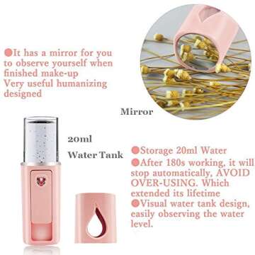Portable Nano Facial Mister with Water Tank & Mirror