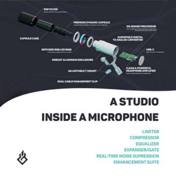 BEACN Light Microphone and Mix Create Bundle | Gaming, Podcast, and Streaming Microphone with Windows USB C Audio Mixer for Twitch, and YouTube Streamers | Content Creator Essentials