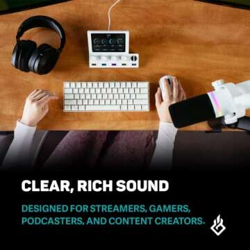 BEACN Light Microphone and Mix Create Bundle | Gaming, Podcast, and Streaming Microphone with Windows USB C Audio Mixer for Twitch, and YouTube Streamers | Content Creator Essentials