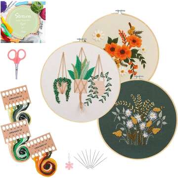 Embroidery Starter Kit - 3 Sets with Patterns