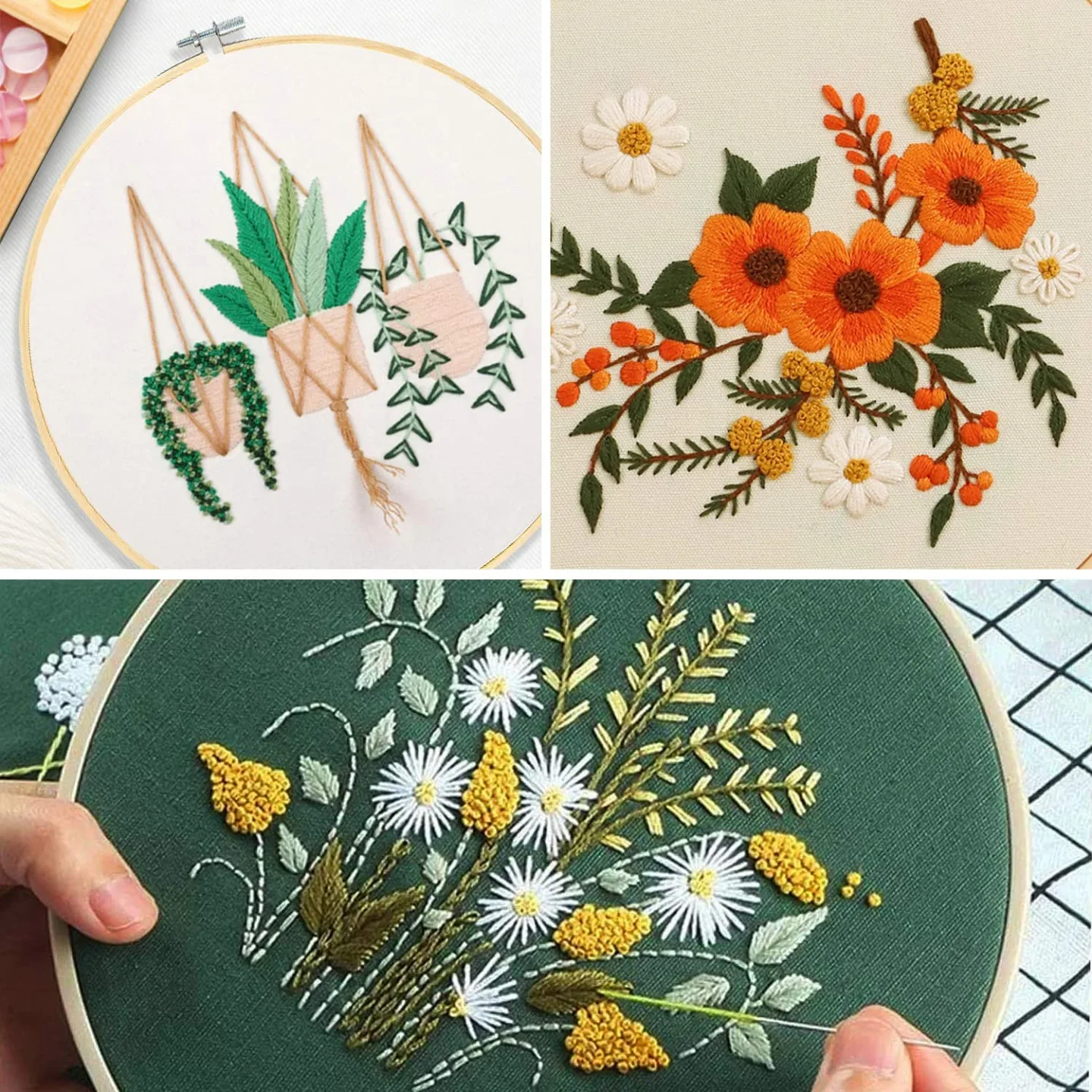 Embroidery Starter Kit - 3 Sets with Patterns