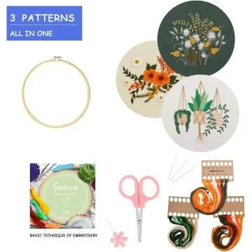 Embroidery Starter Kit - 3 Sets with Patterns