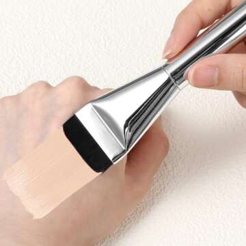 Gjinxi Foundation Brush 3 Pcs Makeup Flat Brushes Thin Blade Brush Portable Facial Brushes Cream Spatulas Tools Powder Scrubber Liquid Brush Soft Bristles Brush Fit Salon, Home, Travel (Silver)