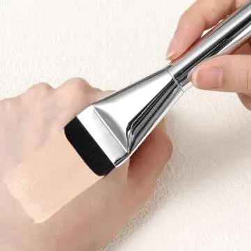 Gjinxi Foundation Brush 3 Pcs Makeup Flat Brushes Thin Blade Brush Portable Facial Brushes Cream Spatulas Tools Powder Scrubber Liquid Brush Soft Bristles Brush Fit Salon, Home, Travel (Silver)