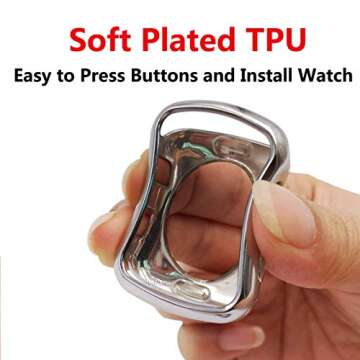 HANKN TPU Plated Shiny Case for Apple Watch Series 3 2 1 (38mm, Silver)