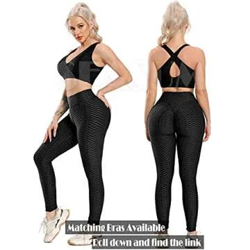 SEASUM Women High Waisted Yoga Pants Workout Butt Lifting Scrunch Booty Leggings Tummy Control Anti Cellulite Textured Tights M