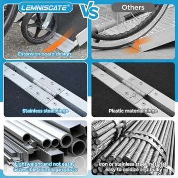 LEMNISCATE 2FT Wheelchair Ramps for Home Steps, Non-Skid Portable Handicap Aluminum Wheel Chair Ramps, 800LBS Capacity Folding Ramps for Wheelchairs for Homes, Entry, Shed, Doorways, Curbs, Stairs